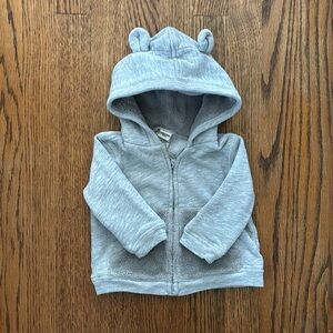 Gray Zip-Up with Teddybear Ears